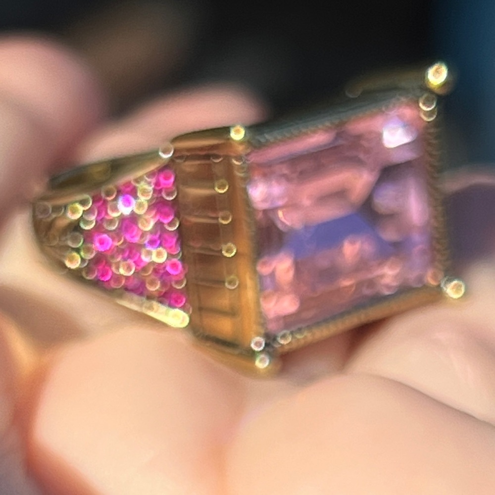 Heidi Daus Sparkling Solutions large pink baguette statement ring sz 9 - Picture 11 of 11